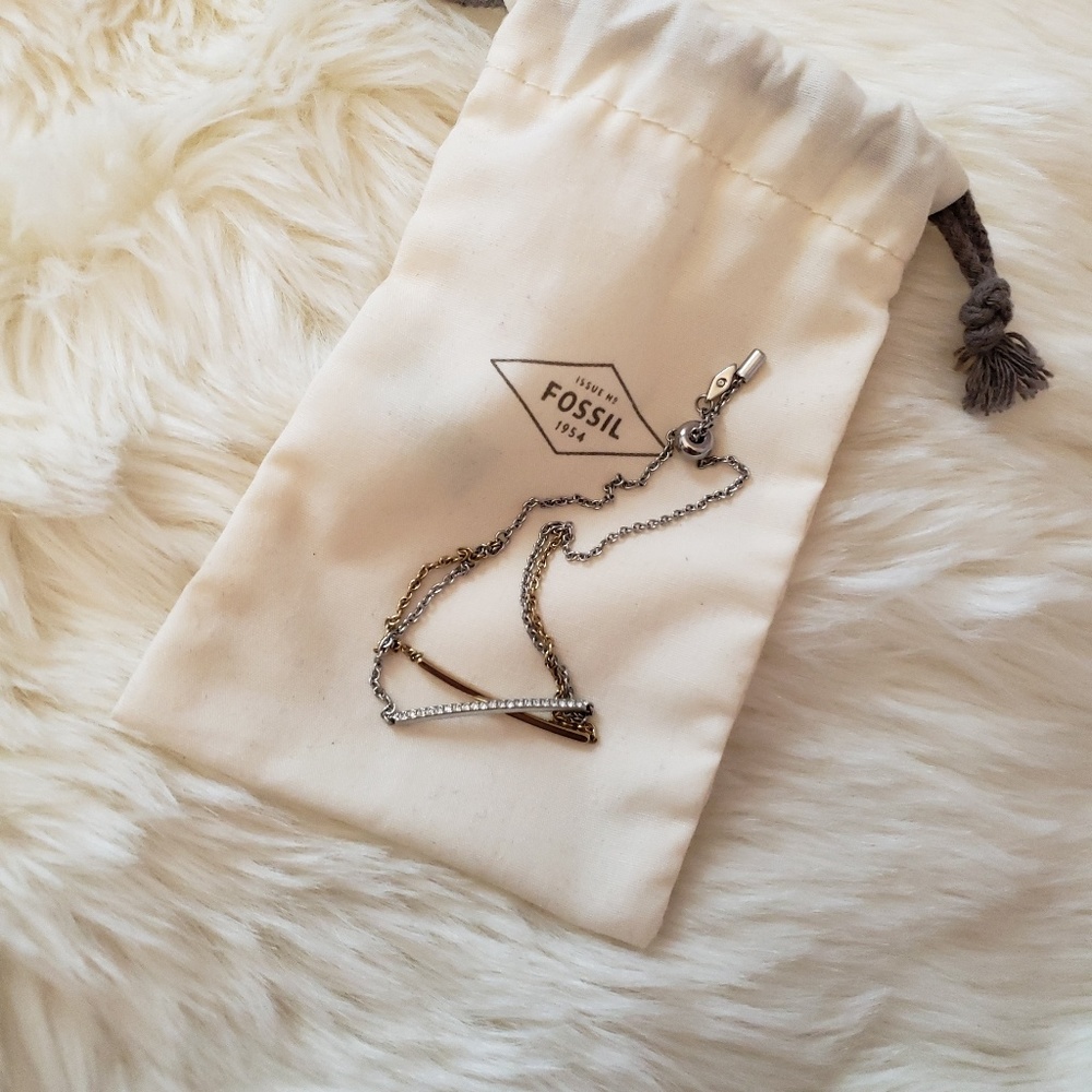 Fossil Two Tone Goldsilver Drawstring Bar Bracelet - image 3